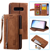 Load image into Gallery viewer, 【2021 New】Nine Card Zipper Retro Leather Wallet Phone Case For Samsung Galaxy S10