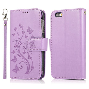 Luxury Zipper Leather Wallet Flip Multi Card Slots Cover Case For iPhone 6Plus/6S Plus