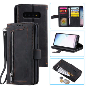 【2021 New】Nine Card Zipper Retro Leather Wallet Phone Case For Samsung Galaxy S10