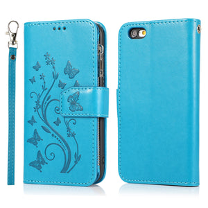 Luxury Zipper Leather Wallet Flip Multi Card Slots Cover Case For iPhone 6Plus/6S Plus