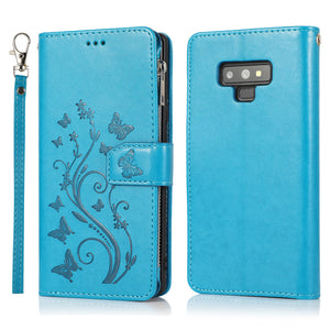 Portefeuille en cuir à fermeture à glissière de luxe Flip Multi Card Slots Cas pour Samsung Galaxy Note9
