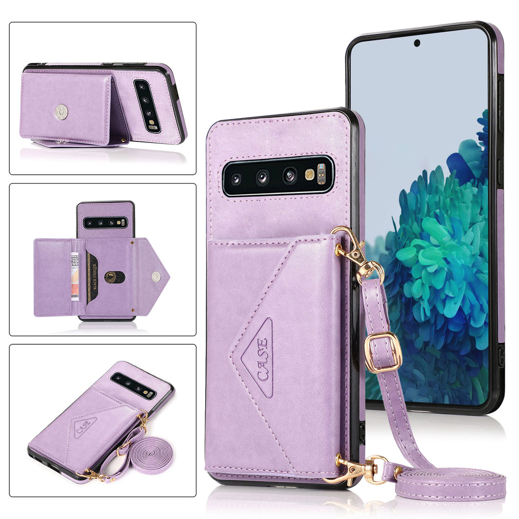 Triangle Crossbody Multifunctional Wallet Card Leather Case For Samsung S10Plus