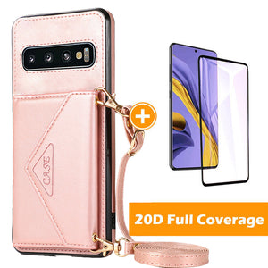 Triangle Crossbody Multifunctional Wallet Card Leather Case For Samsung S10Plus